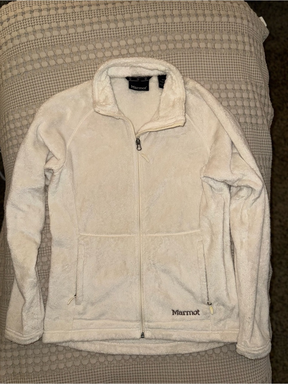 Marmot Women’s Medium Plush Fleece Jacket Ivory Cream Full Zip Cozy Outdoor